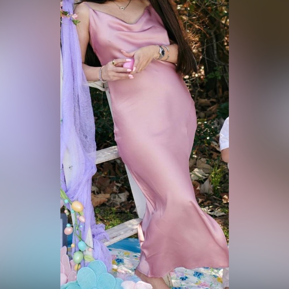 Paper heart dress long pink